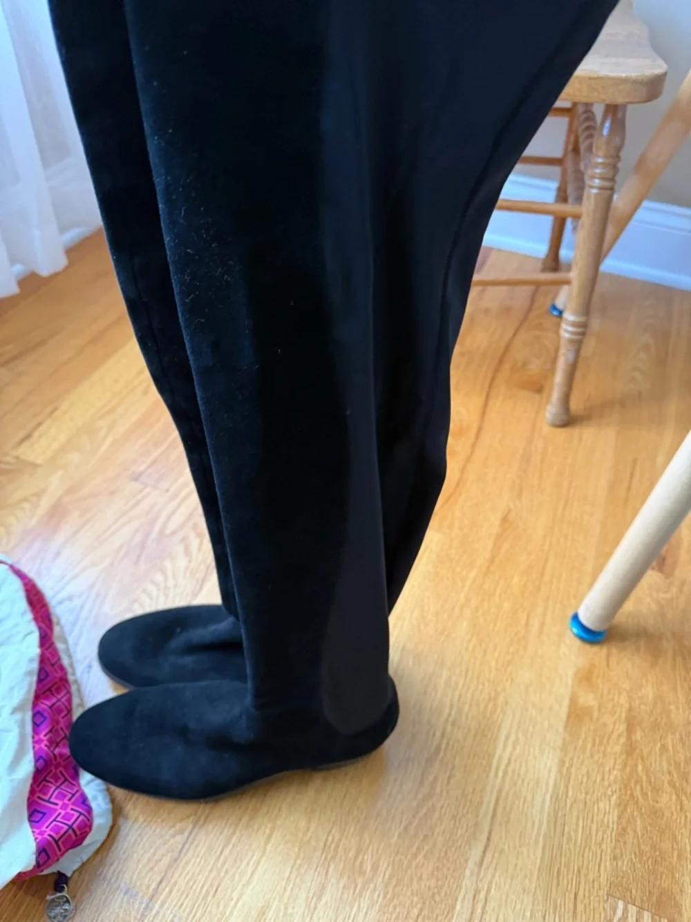 Black Suede Women's Knee-High Wedge Boots